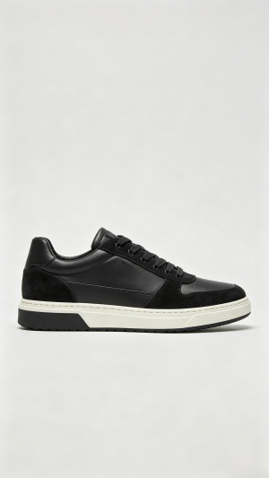 Black Leather Suede Sneakers