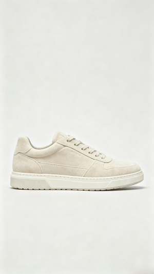 Beige Suede Low-Top Sneakers