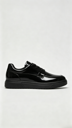 Black Patent Leather Smart Casual Sneakers