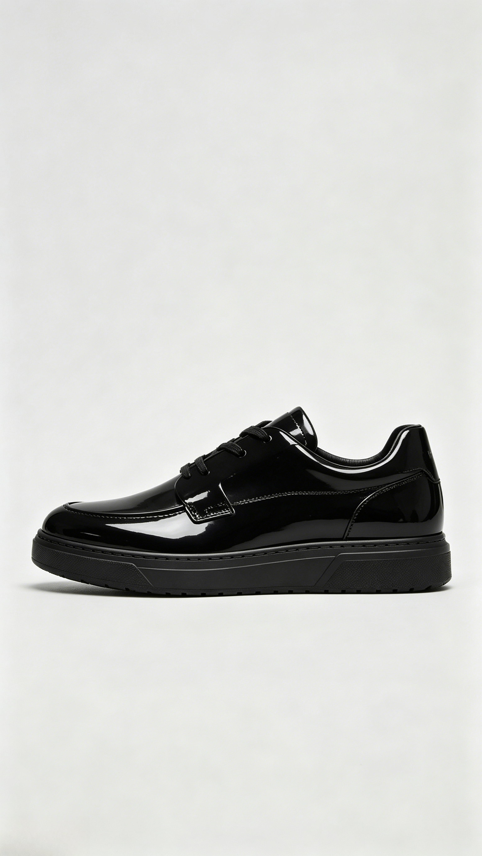 Black Patent Leather Smart Casual Sneakers - Image 2