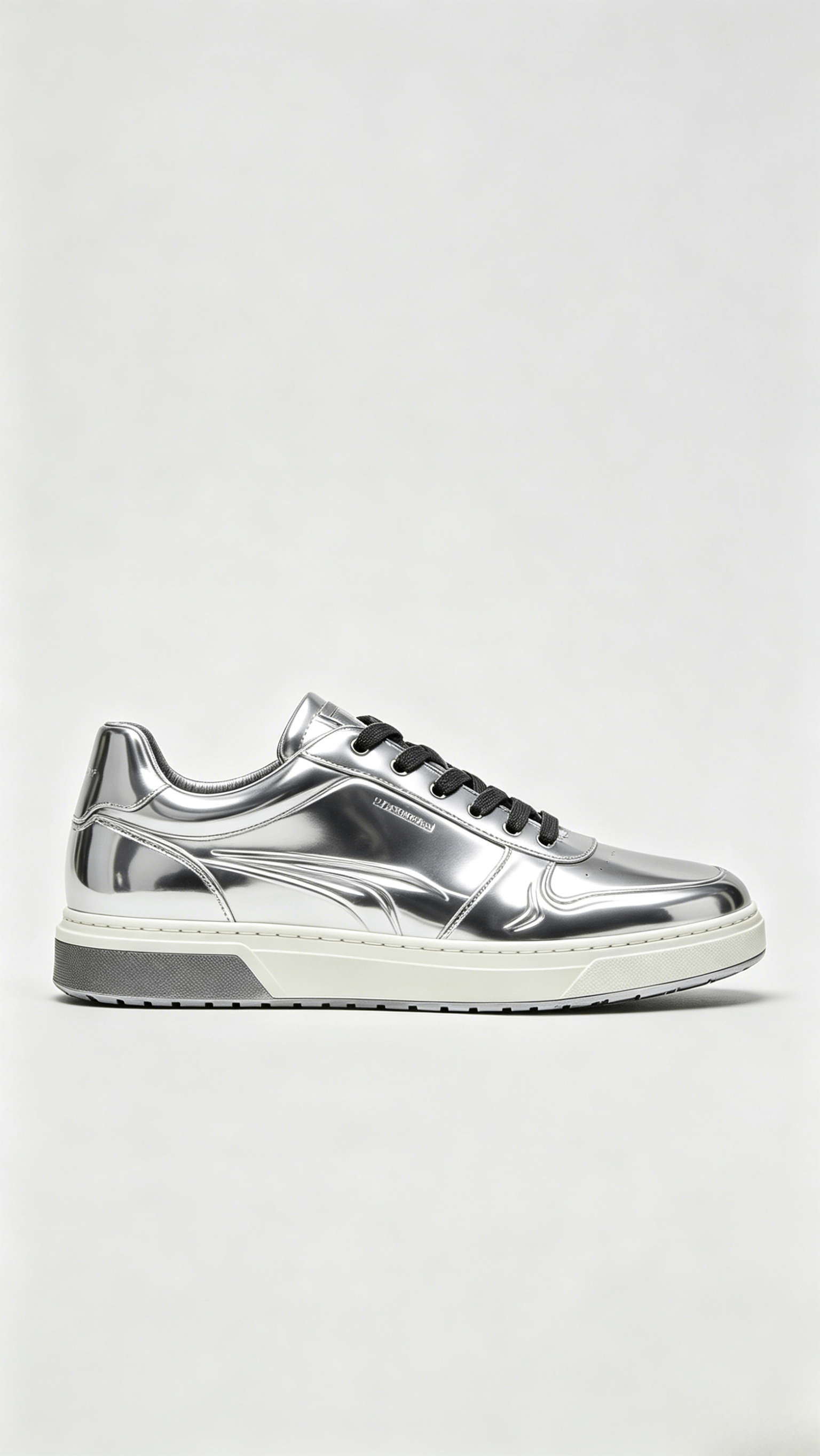Silver Metallic Leather Sneakers