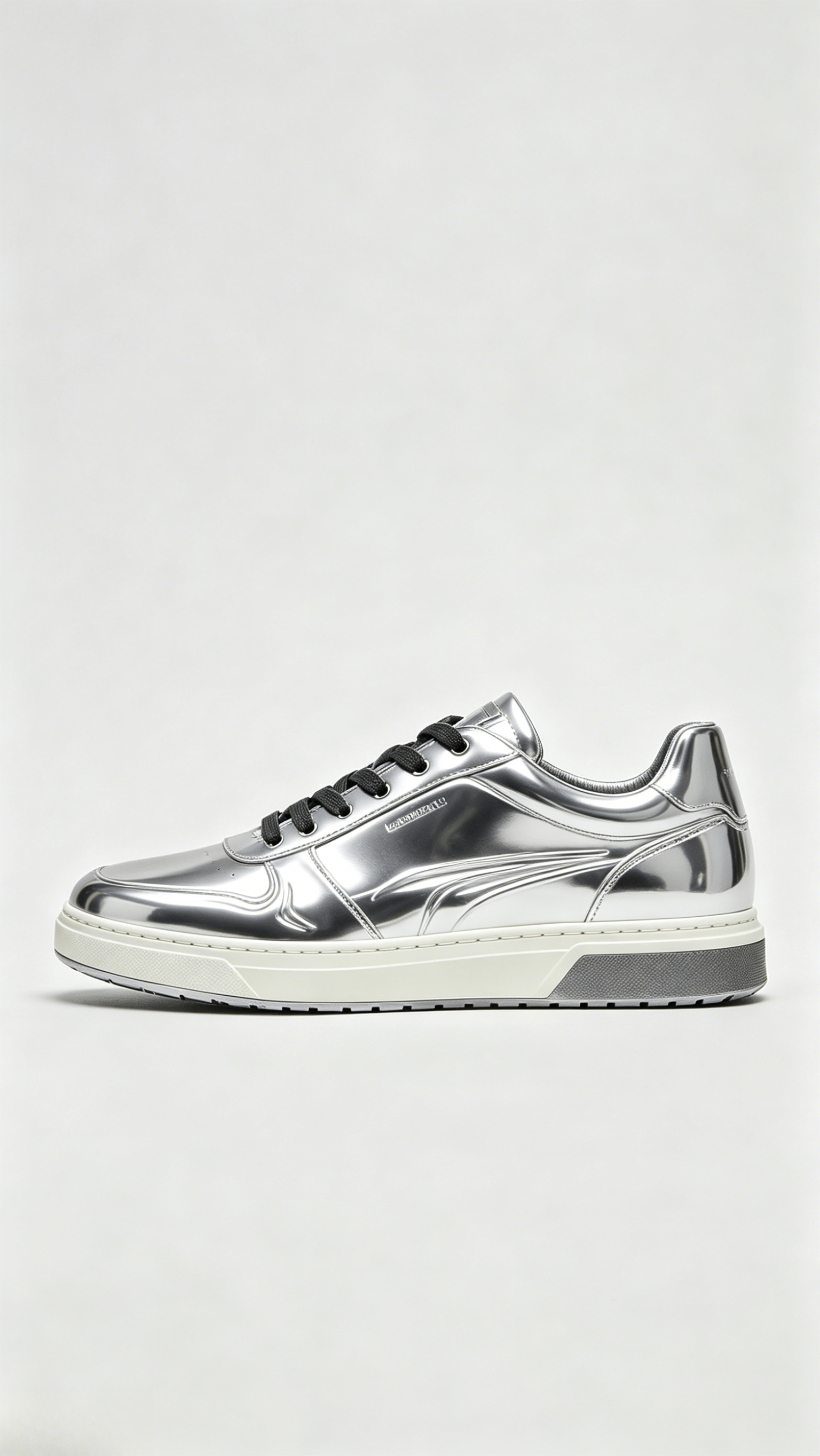 Silver Metallic Leather Sneakers - Image 2