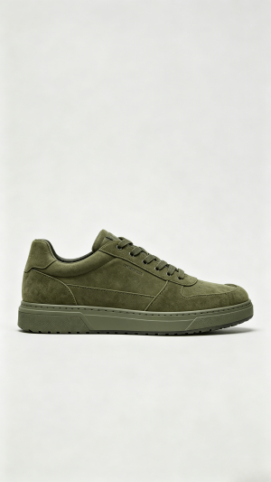 Olive Green Monochromatic Suede Sneakers