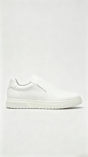 White Leather Slip-On Sneakers