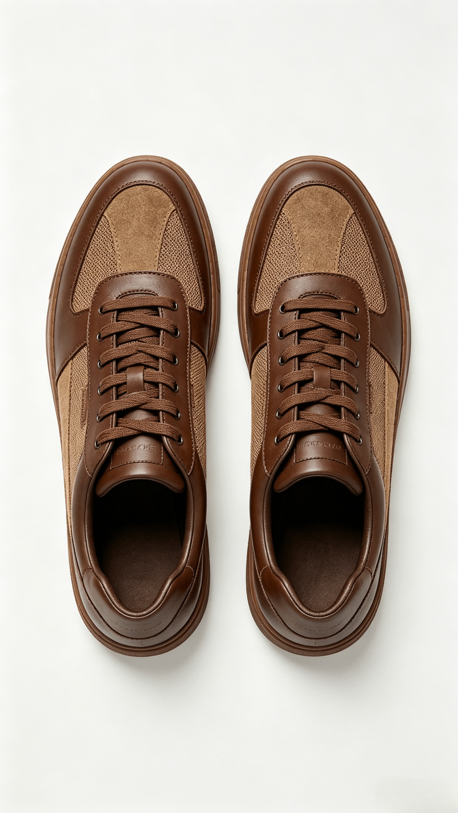 Monochromatic Brown Mixed Media Sneakers - Image 3