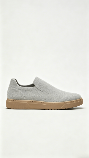 Grey Knit Slip-On Casual Shoes