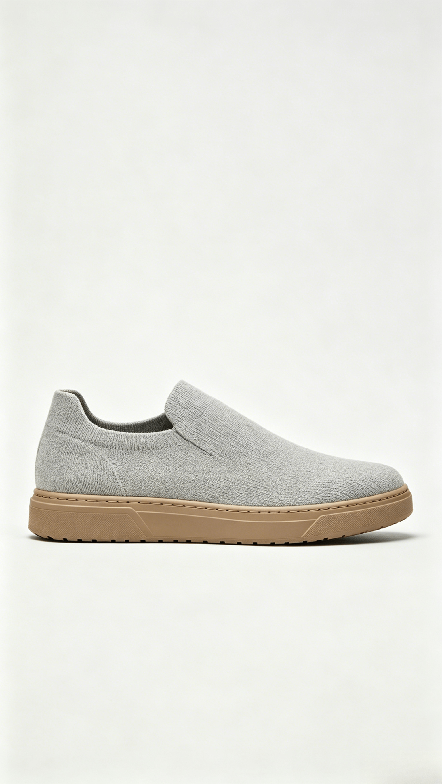 Grey Knit Slip-On Casual Shoes