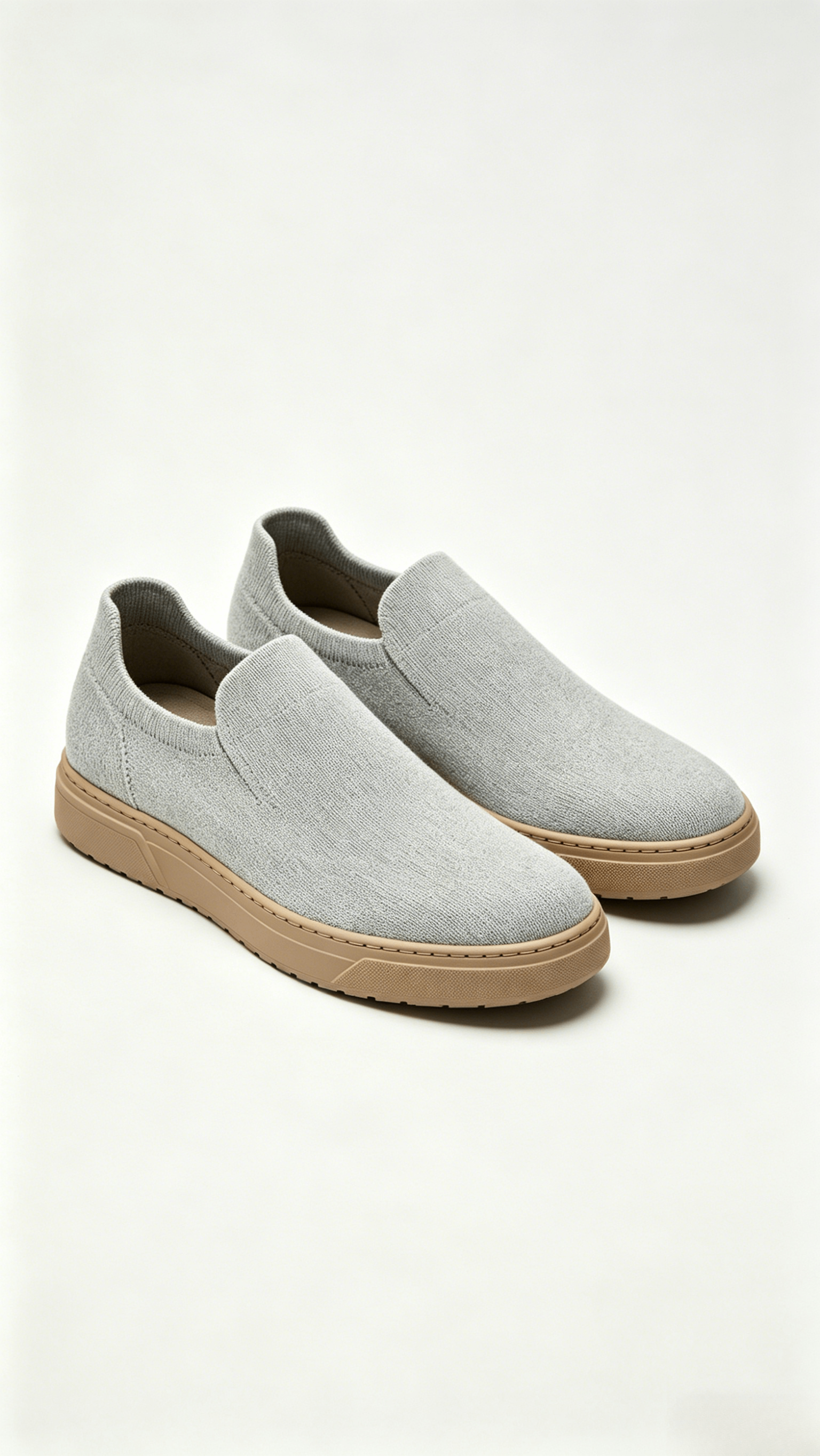 Grey Knit Slip-On Casual Shoes - Image 4