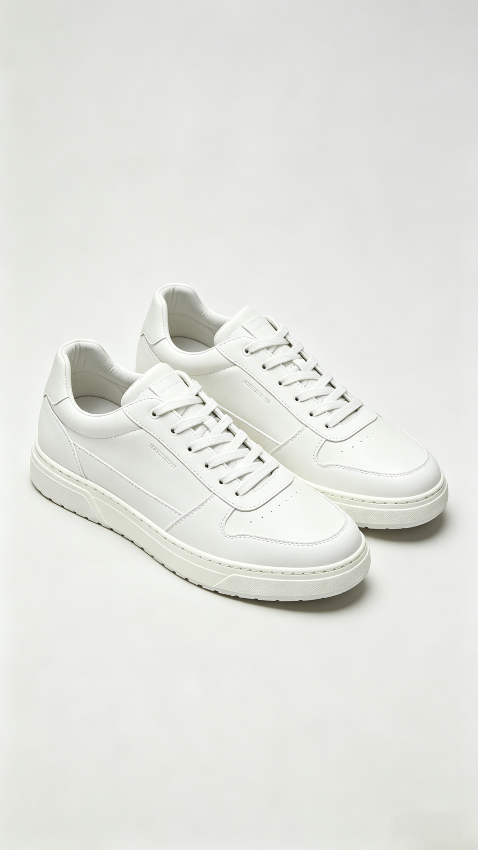 White Minimalist Leather Sneakers - Image 4