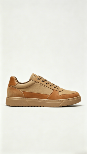Tan Mixed Media Monochromatic Sneakers