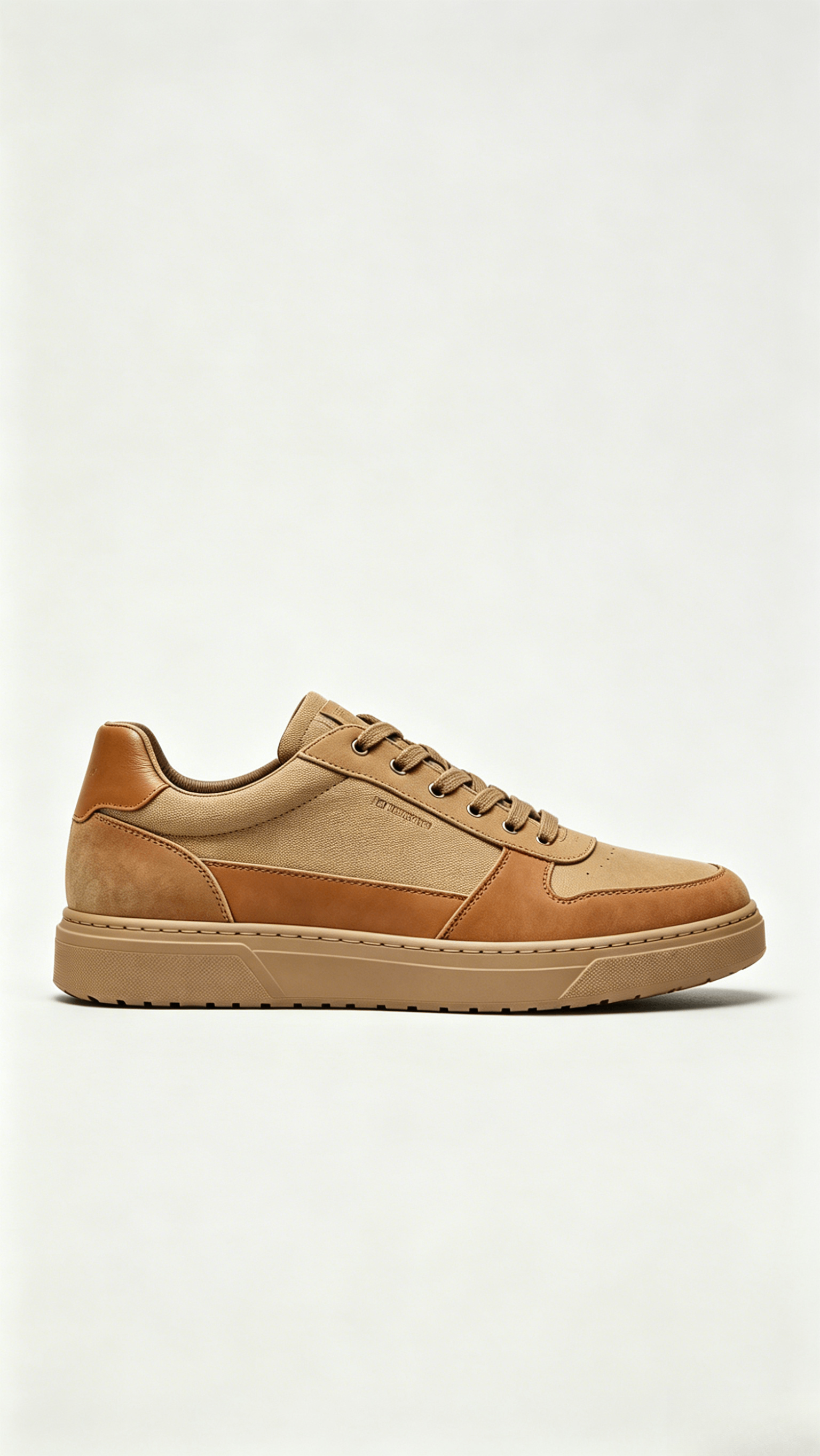 Tan Mixed Media Monochromatic Sneakers