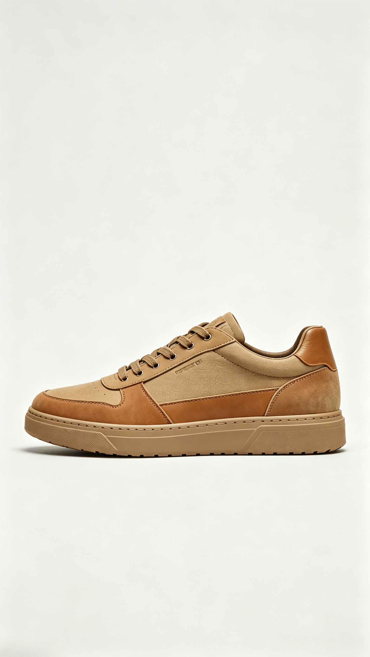 Tan Mixed Media Monochromatic Sneakers - Image 2