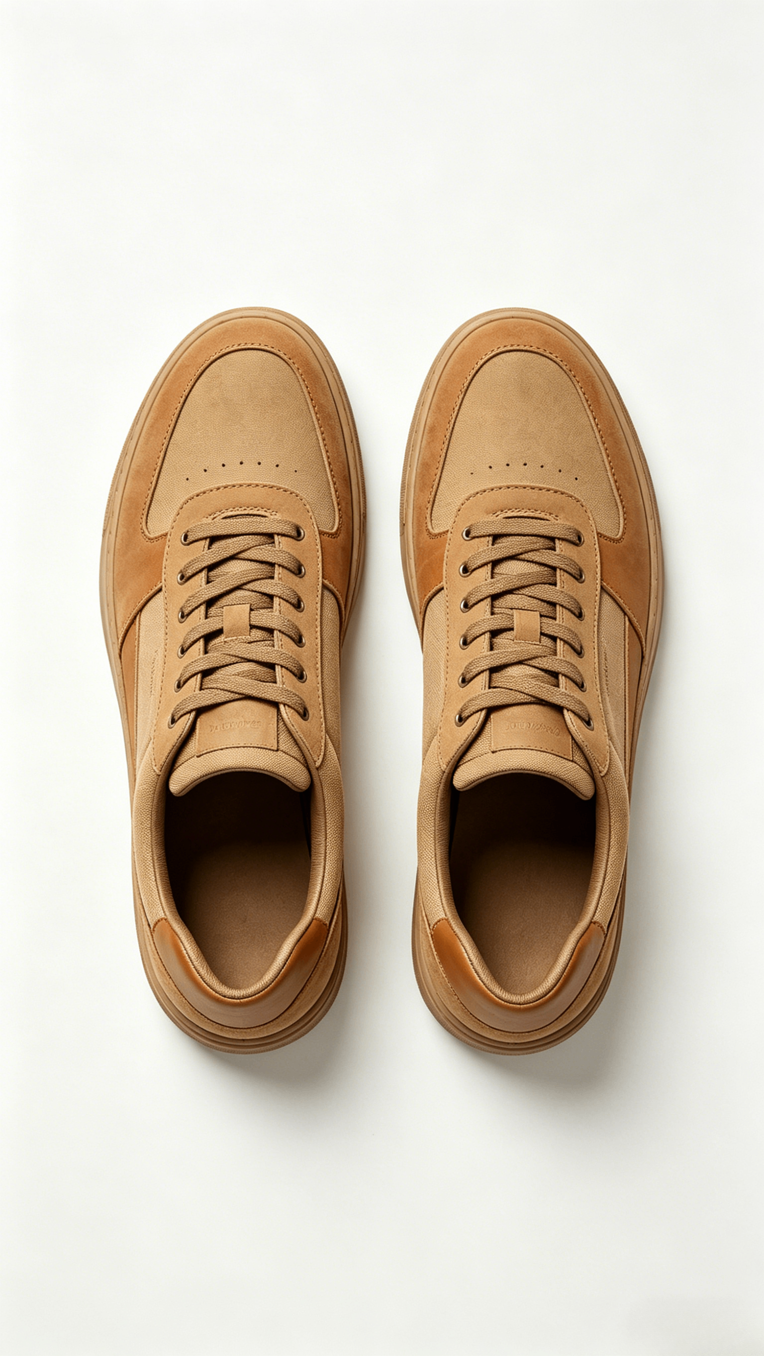 Tan Mixed Media Monochromatic Sneakers - Image 3