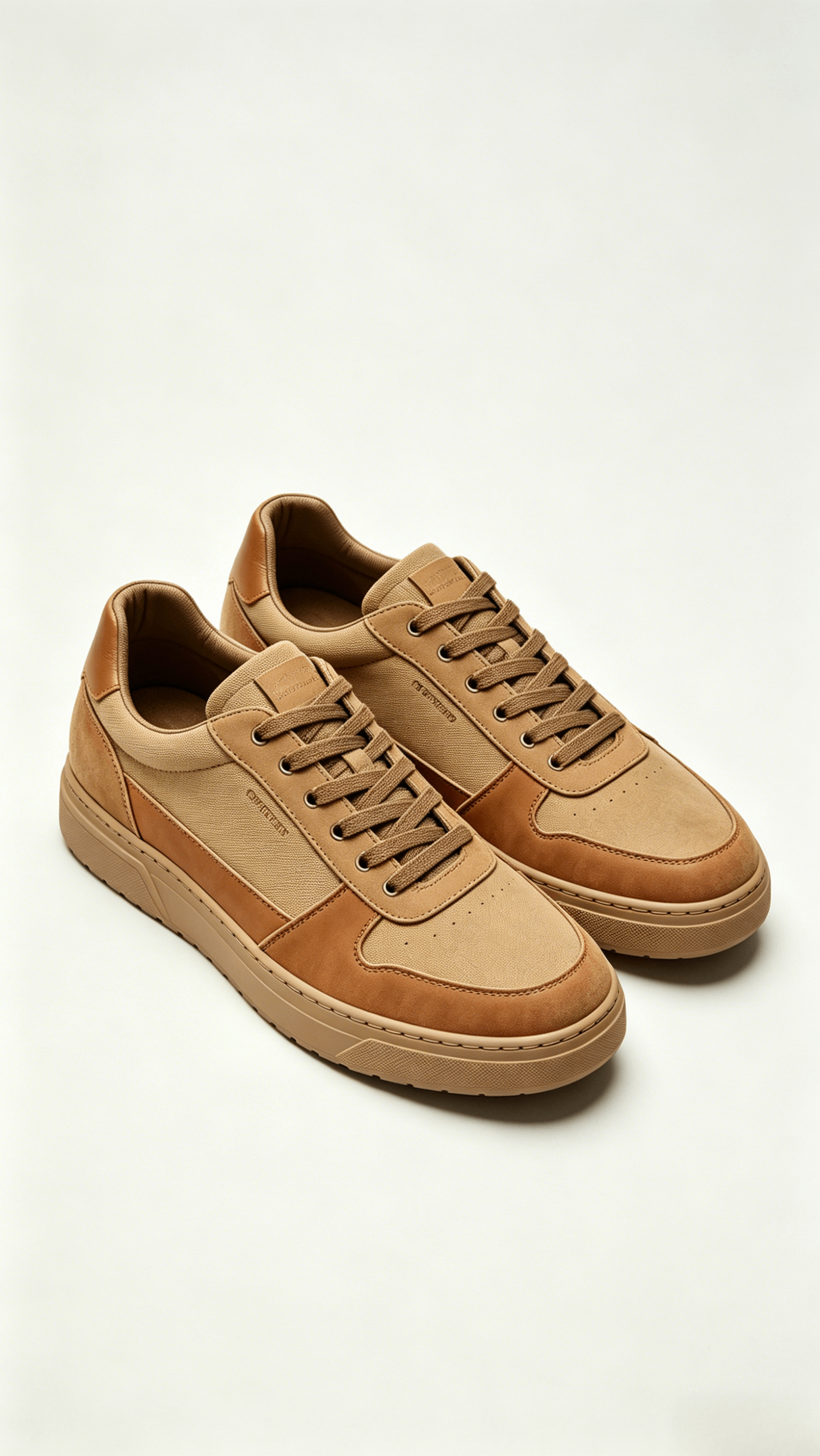 Tan Mixed Media Monochromatic Sneakers - Image 4