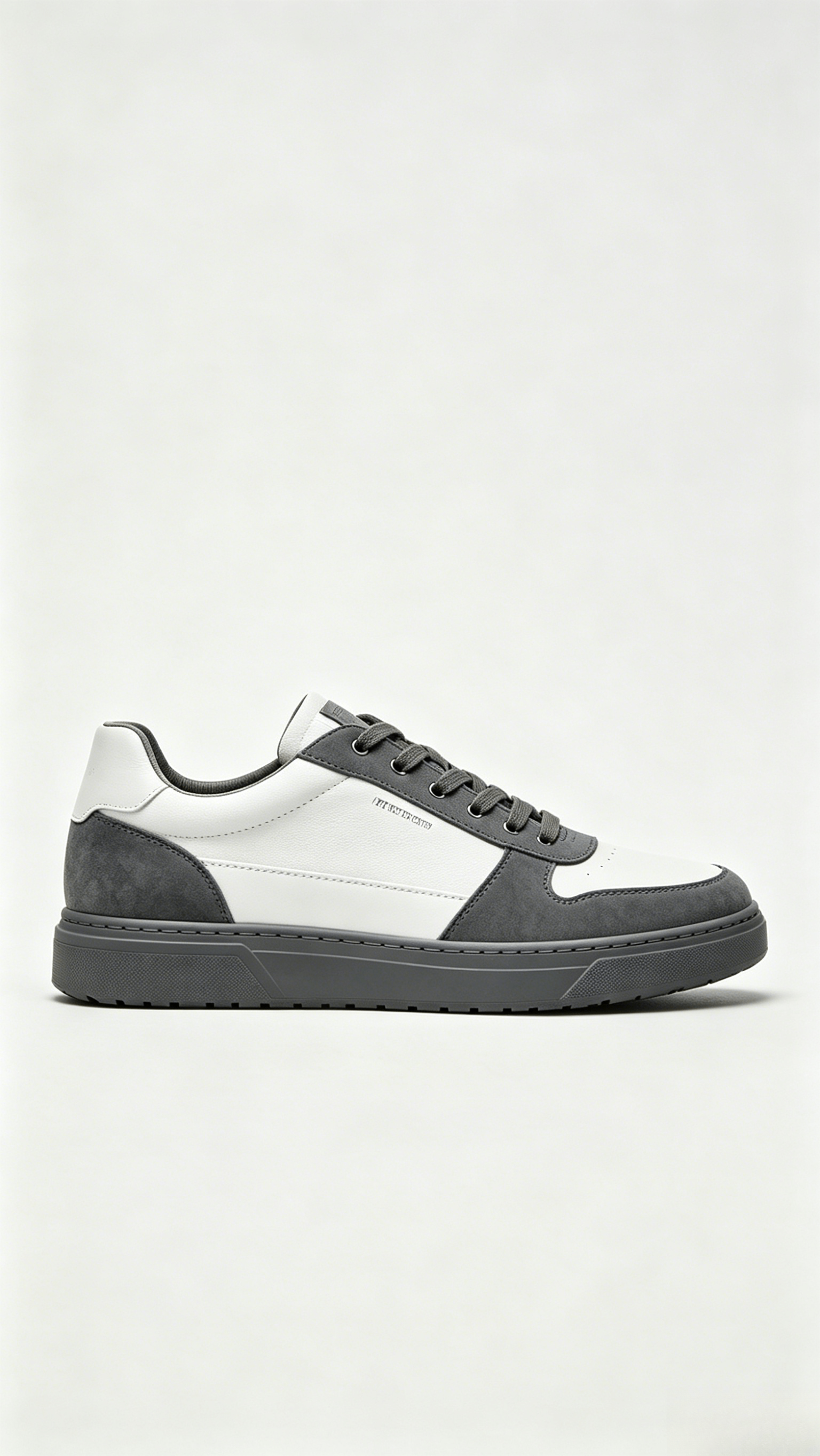 Grey and White Two-Tone Mixed Media Sneakers