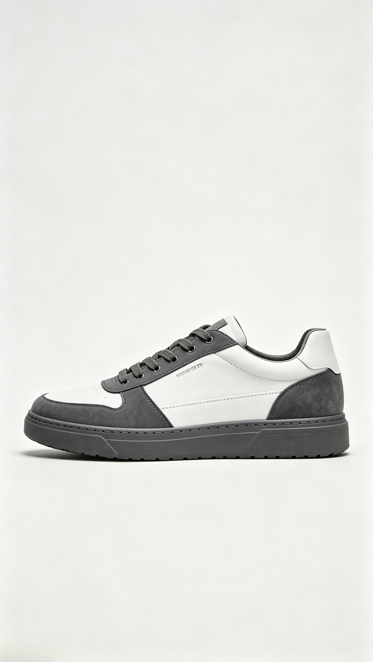 Grey and White Two-Tone Mixed Media Sneakers - Image 2