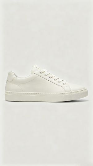 All-White Minimalist Leather Sneakers