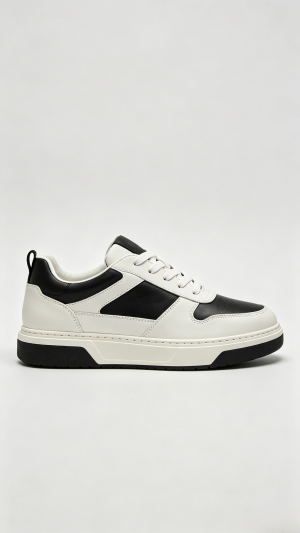 Black and White Geometric Panel Sneakers