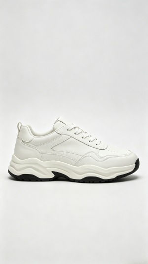 White Chunky Dad Sneakers with Black Sole
