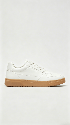 White Leather Sneakers with Gum Sole