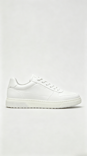 All-White Leather Minimalist Sneakers