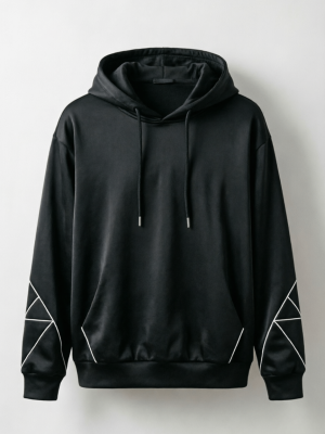 Geometric Stitch Detail Pullover Hoodie