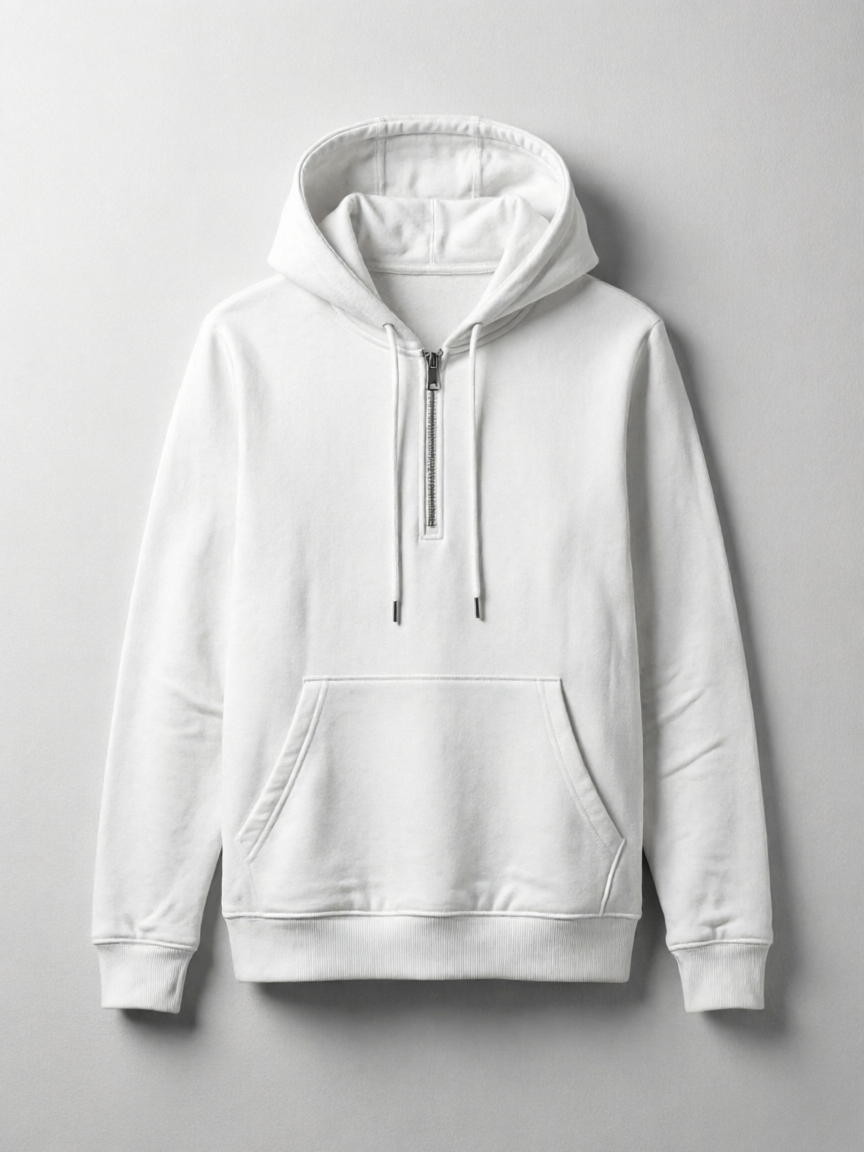 White Half-Zip Hoodie