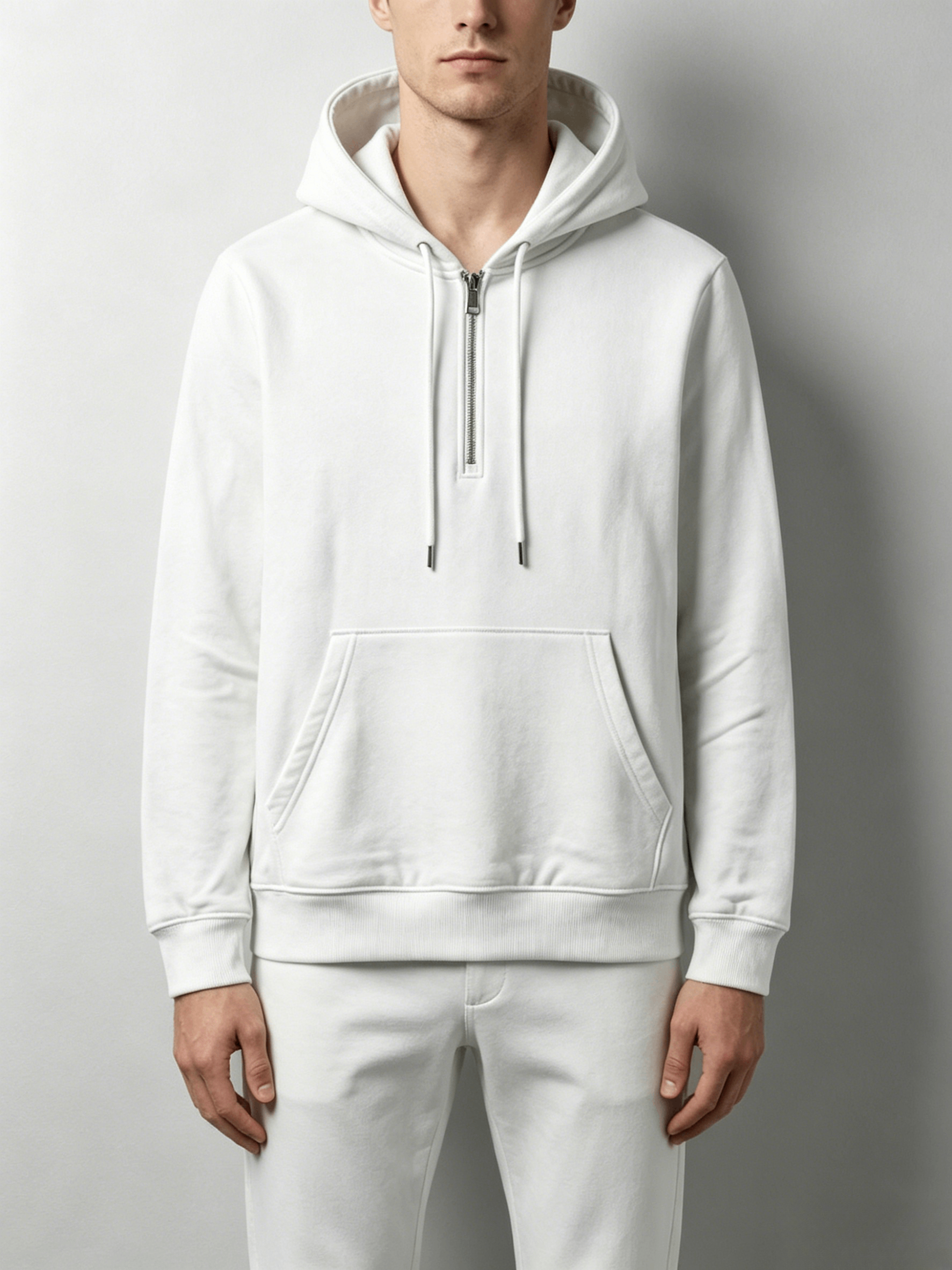 White Half-Zip Hoodie - Image 3