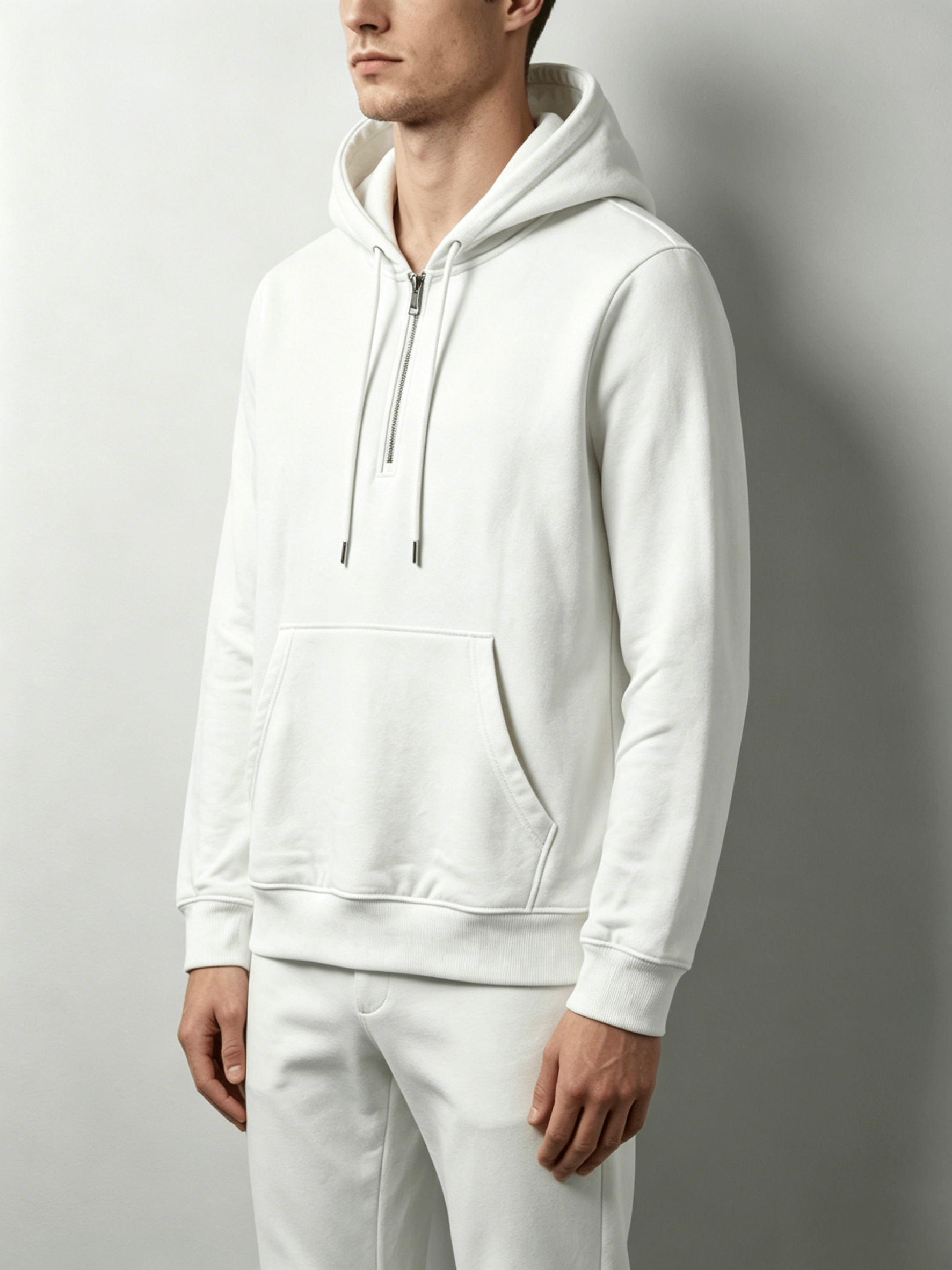 White Half-Zip Hoodie - Image 4