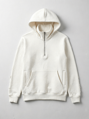White High Neck Half-Zip Hoodie