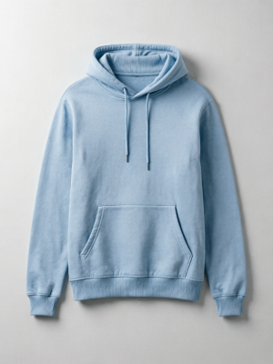 Light Blue High Neck Washed Hoodie