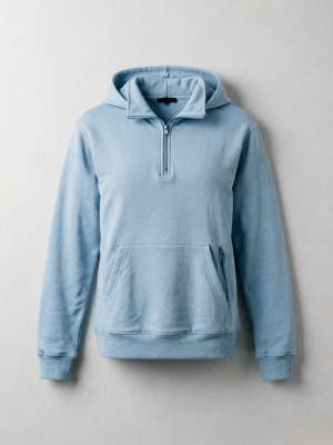 Light Blue Half-Zip Side Zip Hoodie
