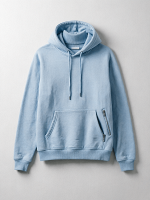 Light Blue High Neck Side Zip Hoodie