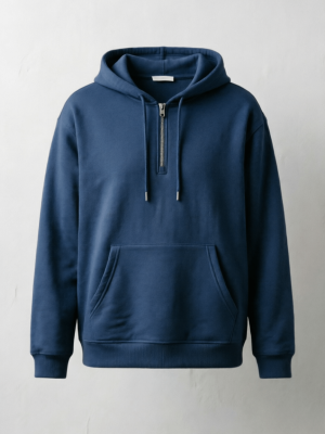Navy Half-Zip Drawstring Hoodie