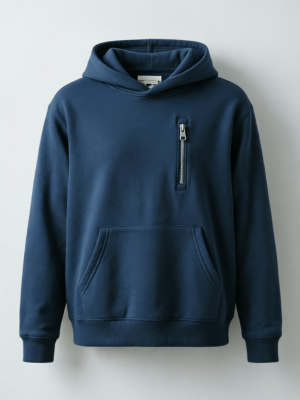 Navy Chest Zip-Pocket Hoodie