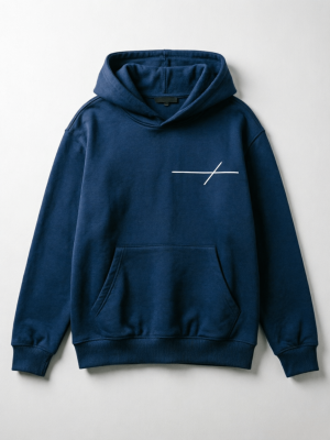 Navy Minimal Line Print Hoodie