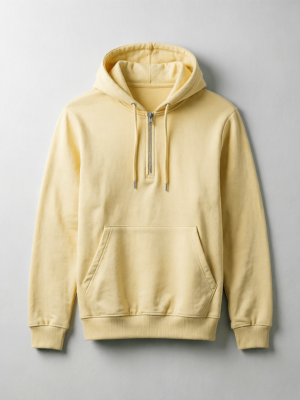 Pale Yellow Full Half-Zip Hoodie