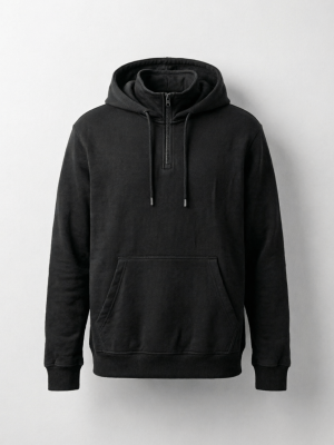 Plain Half-Zip Pullover Hoodie