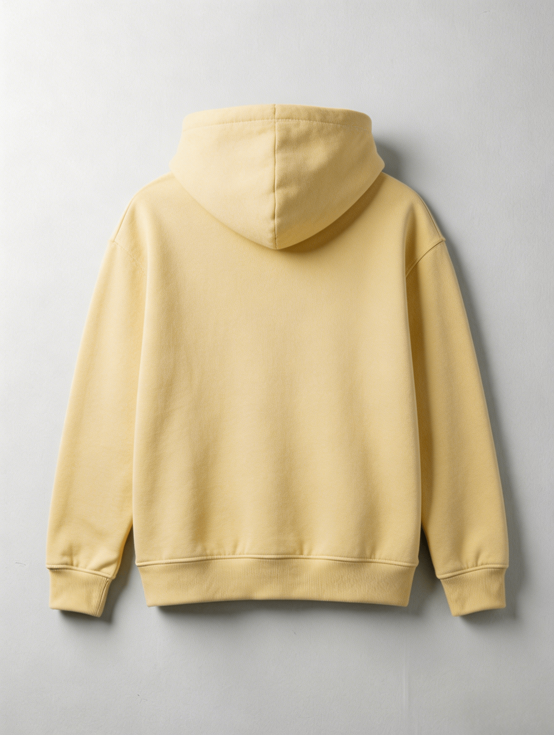 Pale Yellow Textured Half-Zip Hoodie - Image 2