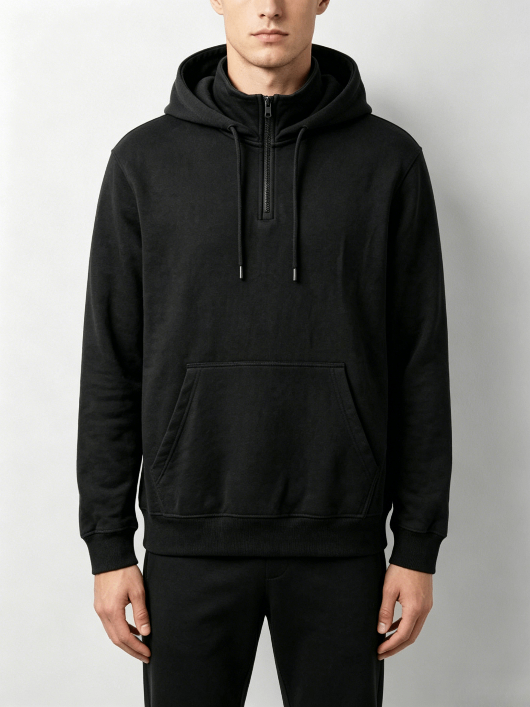 Plain Half-Zip Pullover Hoodie - Image 3