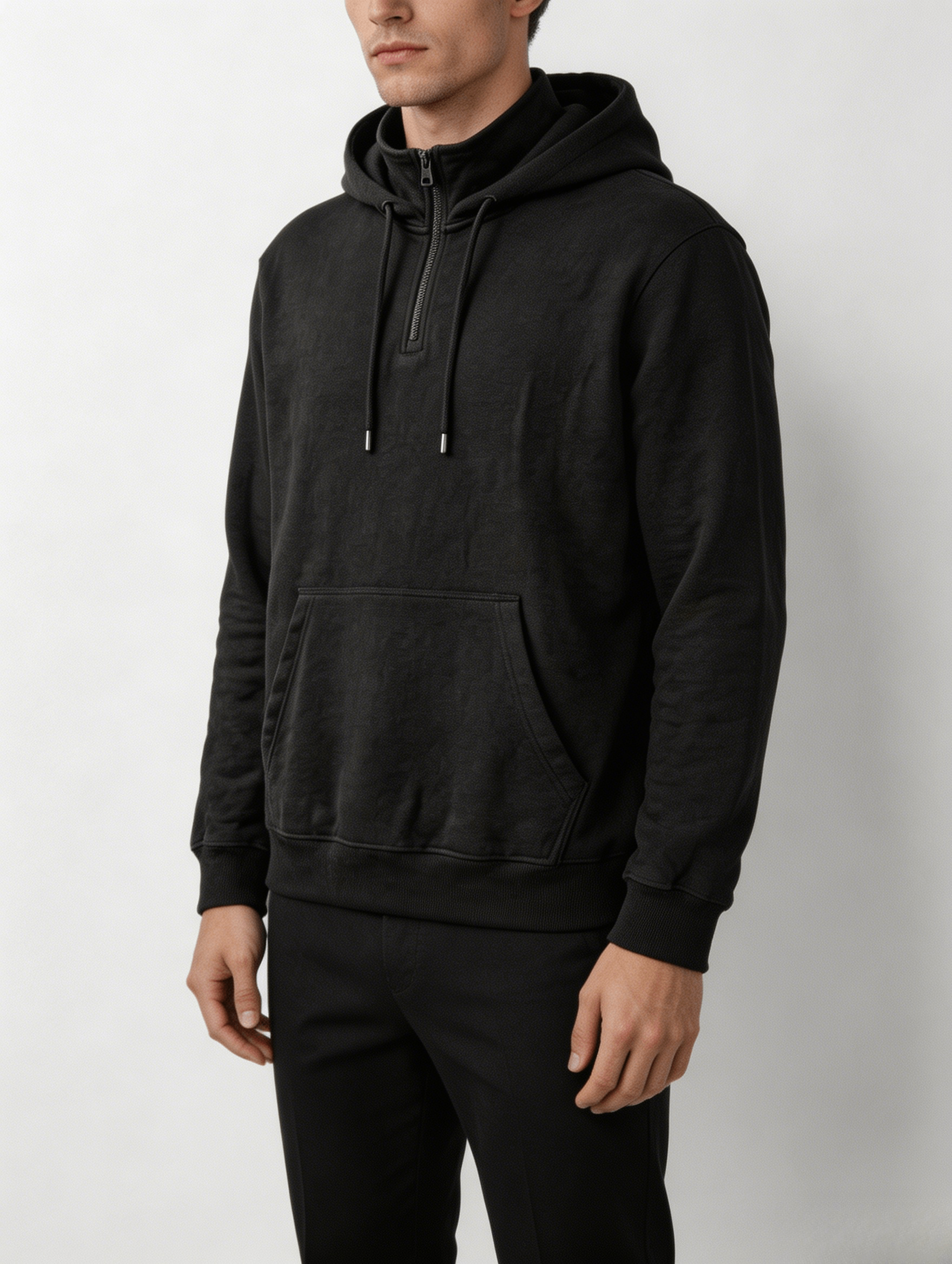 Plain Half-Zip Pullover Hoodie - Image 4