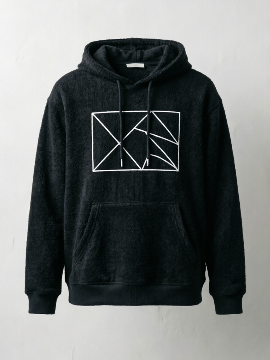 Geometric Print Fleece Pullover Hoodie