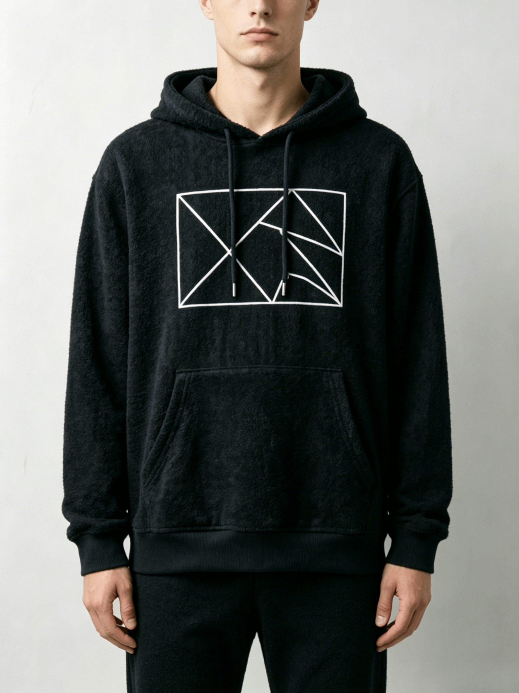Geometric Print Fleece Pullover Hoodie - Image 3