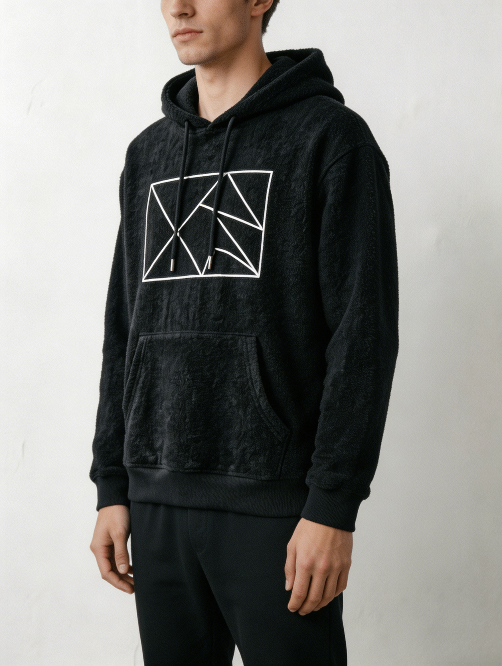 Geometric Print Fleece Pullover Hoodie - Image 4
