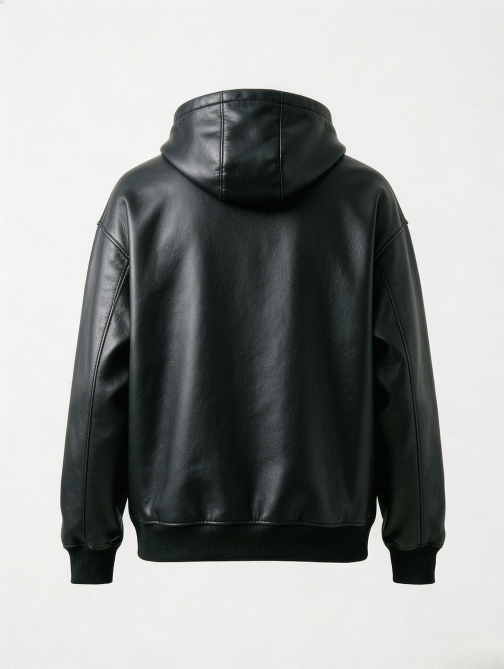 Leather Look Zip Pocket Pullover Hoodie - Image 2
