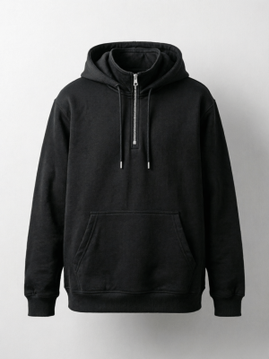Black Half-Zip Pullover Hoodie