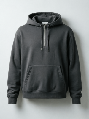 Grey Half-Zip Pullover Hoodie