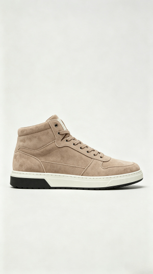 Monochromatic Taupe Suede High-Top Sneakers