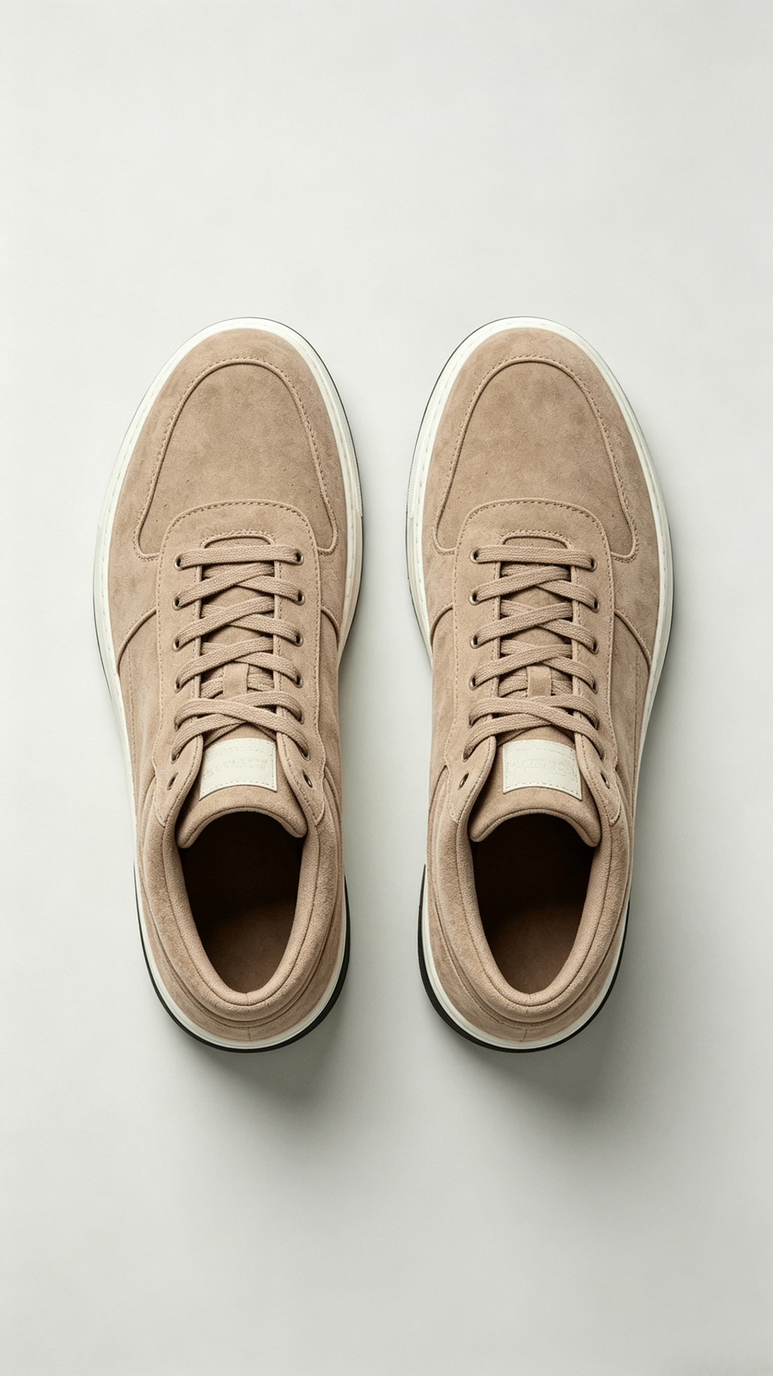 Monochromatic Taupe Suede High-Top Sneakers - Image 3