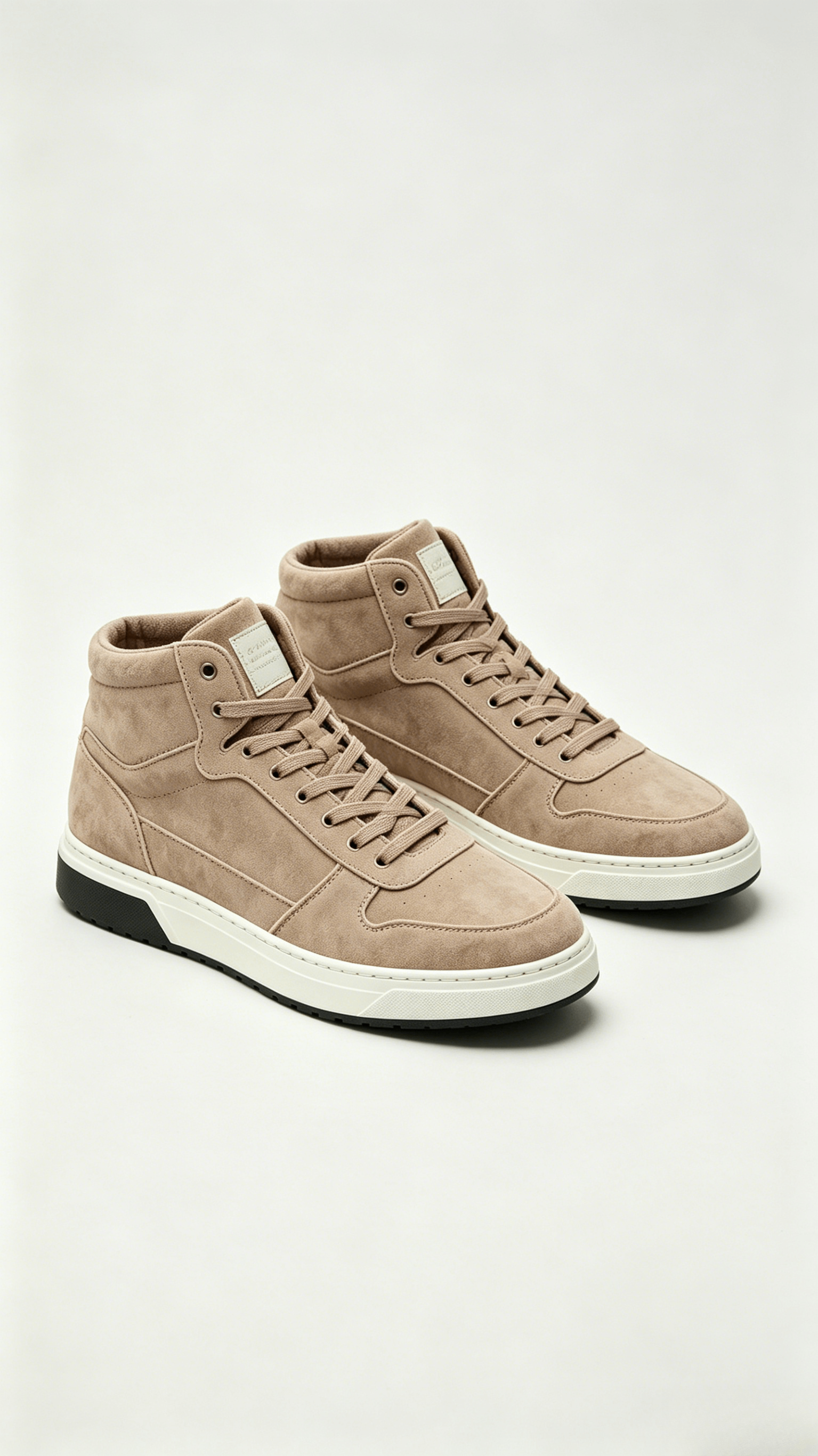 Monochromatic Taupe Suede High-Top Sneakers - Image 4